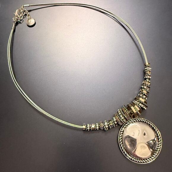 Jones New York Jewelry - Jones New York JNY Mixed Metal Rhinestone Hammered Pendant